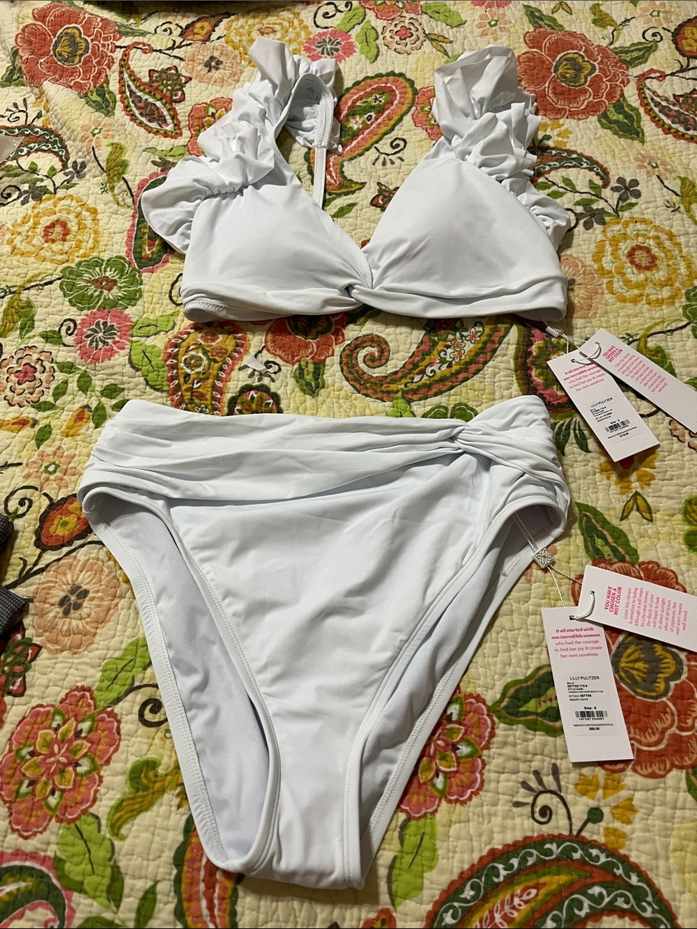 Lilly Pulitzer White Ruffle Strap Bikini Set